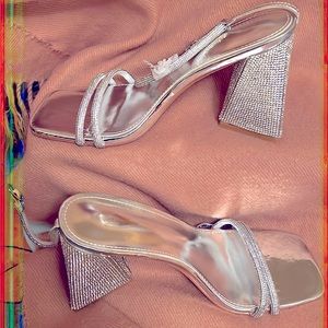 Silver heels size 8